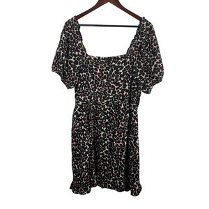 Who What Wear | Leopard Print Smocked Off Shoulder Dress